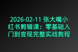 2026-02-11 张大嘴小红书剪辑课：零基础入门到变现完整实战教程