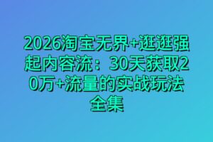 2026淘宝无界+逛逛强起内容流：30天获取20万+流量的实战玩法全集