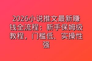 2026小说推文最新赚钱全流程：新手保姆级教程，门槛低、实操性强
