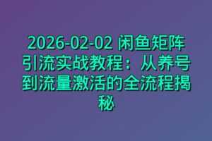 2026-02-02 闲鱼矩阵引流实战教程：从养号到流量激活的全流程揭秘