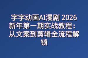 字字动画AI漫剧 2026新年第一期实战教程：从文案到剪辑全流程解锁