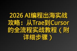 2026 AI编程出海实战攻略：从Trae到Cursor的全流程实战教程（附详细步骤）