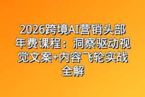 2026跨境AI营销头部年费课程：洞察驱动视觉文案+内容飞轮实战全解