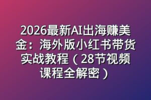 2026最新AI出海赚美金：海外版小红书带货实战教程（28节视频课程全解密）