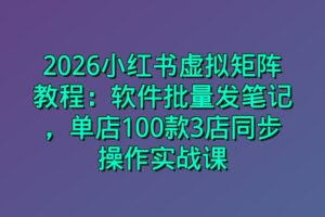 2026小红书虚拟矩阵教程：软件批量发笔记，单店100款3店同步操作实战课
