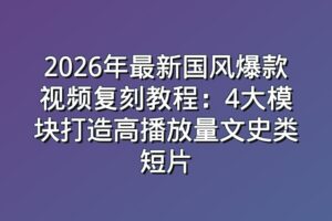 2026年最新国风爆款视频复刻教程:4大模块打造高播放量文史类短片