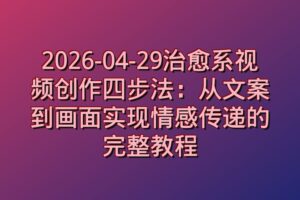 2026-04-29治愈系视频创作四步法:从文案到画面实现情感传递的完整教程
