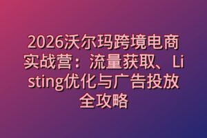 2026沃尔玛跨境电商实战营：流量获取、Listing优化与广告投放全攻略