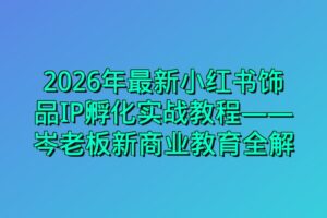 2026年最新小红书饰品IP孵化实战教程——岑老板新商业教育全解