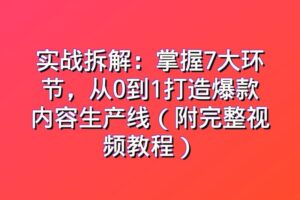实战拆解:掌握7大环节,从0到1打造爆款内容生产线(附完整视频教程)
