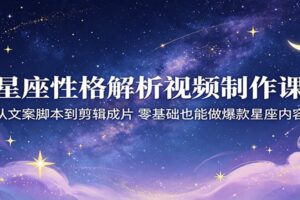 星座性格解析视频制作教程:从文案脚本到剪辑成片,零基础快速起号变现