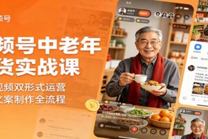 视频号中老年带货实战课:图文与短视频双运营选材文案全流程指南
