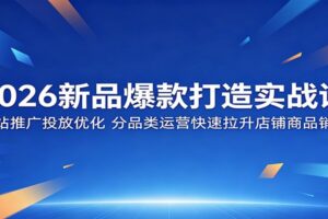 2026新品爆款全站推广投放优化实战课：分品类运营快速拉升店铺商品销