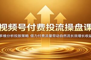 视频号付费投流实战课：多维分析投放策略，付费流量带动自然增长全攻略