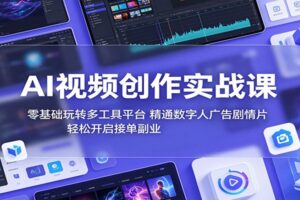 AI视频创作实战课：零基础玩转多工具平台，精通数字人广告与剧情片制作的完整指南