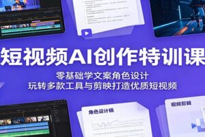 短视频AI创作特训：零基础学文案角色设计+剪映工具全攻略