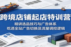 跨境店铺起店特训营：吃透选品实操+全站广告1.0到5.0迭代体系，0基础掌握流量调控