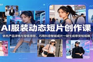 AI服装短视频创作课：巧用抖音智能成片，仅凭商品详情图和穿搭原图快速生成高质量种草视频