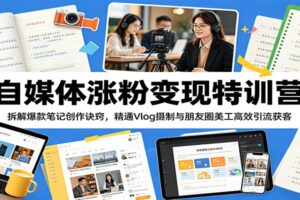 小红书涨粉变现特训营：爆款笔记、Vlog拍摄、引流技巧全攻略