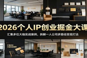 2026个人IP创业掘金大课：多位大咖实战拆解，一人公司多路径变现完整攻略