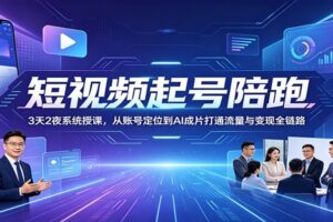 短视频起号陪跑全链路教学:3天2夜系统授课,从账号定位到AI成片实现流量变现