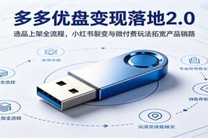 【多多优盘变现2.0完整教程】选品上架+小红书裂变+微付费玩法全攻略