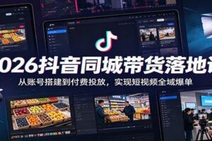 2026抖音同城带货落地课:从账号搭建到付费投放,实现短视频全域爆单的实战指南