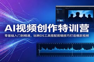 AI视频创作特训营：零基础入门到精通，玩转DS工具与剪辑技巧打造爆款自媒体视频