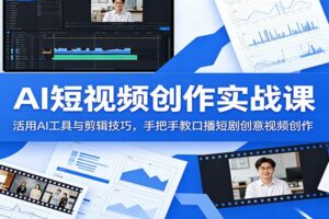AI短视频创作实战课：零基础快速学会AI工具、剪辑技巧与短剧变现全攻略