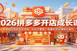 2026拼多多开店零基础运营课程：从起店到直播带货全流程实战教程