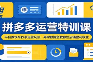 拼多多运营特训课：平台券+快车+秒杀全攻略，异常数据急救提升店铺盈利