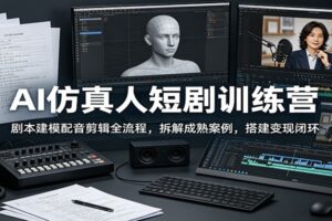 AI仿真人短剧训练营：剧本建模配音剪辑全流程实战教程