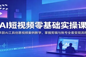 AI短视频零基础实操课：零成本快速学会剪辑与抖音变现全攻略