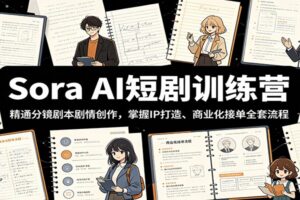 Sora AI短剧训练营：普通人如何用AI工具从零开始做短剧创业？（完整教程+商业变现攻略）