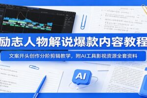 励志人物解说短视频教程：爆款文案开头写作与分阶剪辑实战，零基础快速产出高完播视频