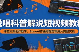 说唱科普短视频教程:SunoAI作曲+押韵文案+剪辑全流程,零基础入门实操课