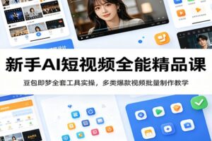 2024年AI短视频全能精品课:豆包即梦工具实操,零基础短视频制作教程助你批量打造爆款