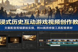 沉浸式历史互动游戏视频制作教程:文案、配音、剪辑、蒙版与AI画质修复全攻略