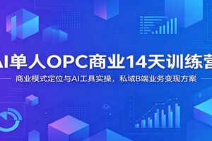 AI一人公司OPC商业14天训练营:单人轻资产创业变现全流程,配套完整实操资料