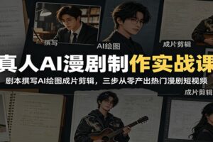 真人AI漫剧制作实战课：从剧本到成片三步走，零基础批量产出热门漫剧短视频