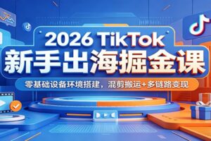 TikTok零基础出海掘金课：设备防封+混剪搬运+四大变现模式，22节实操教程