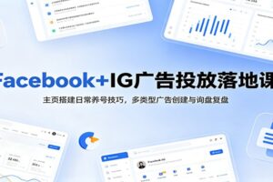 Facebook+IG广告投放落地课：主页搭建+养号技巧+表单广告+WhatsApp广告+询盘承接（12节实操）