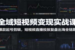 全域短视频变现实战课：爆款起号+剪辑带货+直播投放+出海掘金全链路拆解