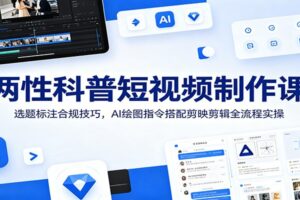 两性科普短视频制作课：选题合规标注+AI绘图指令+剪映剪辑全流程实操