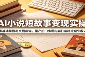 AI小说短故事变现实操课：零基础提示词写作教程，批量产出热门内容打造稳定副业
