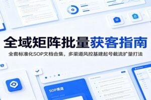 工厂劳务全域矩阵获客SOP合集：22章标准化文档拆解养号起号、截流、无人直播全链路