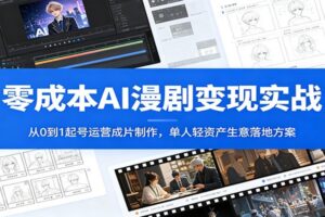 AI漫剧制作教程：零成本变现实战指南，单人轻资产生意从0到1全流程拆解