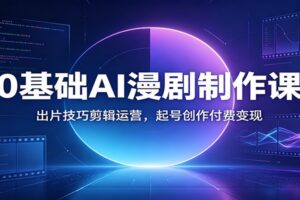 AI漫剧制作教程从入门到变现:0基础也能学会的出片剪辑运营全攻略