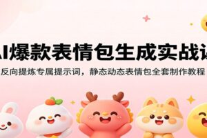 AI表情包制作实战课:反向提示词+静态动态全套制作,零基础打造爆款变现