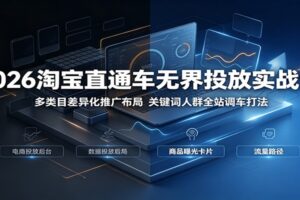 淘宝直通车无界投放实战课：多类目差异化推广布局，关键词人群全站调车全攻略